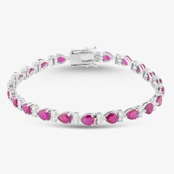 18ct White Gold 9.33ct Pear Cut Ruby & 1.36ct Brilliant Cut Diamond Tennis Bracelet MQ6476