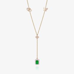 Tivon 18ct Yellow Gold Emerald & Diamond 'Y' Eden Necklace NTT-0085-EM
