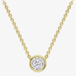 18ct Yellow Gold 0.08ct Rubover Diamond Necklace CB179-18