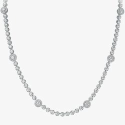 18ct White Gold 4.30ct Diamond Cluster Necklace HSN1015(4.30CT)