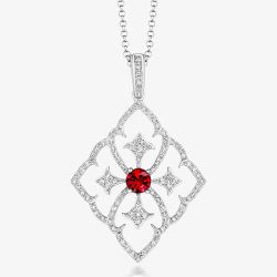 Tivon 18ct White Gold Ruby & Diamond Fleur De Lis Necklace PW-0768-RB