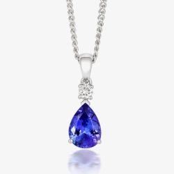 Tivon 18ct White Gold Pear-Cut Tanzanite & Diamond Necklace CPW1SPR8TZ