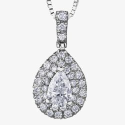18ct White Gold 0.53ct Pear-cut Diamond Halo Cluster Pendant P3787W/53-18