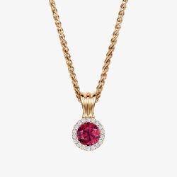 Geoghegan Cannele 18ct Rose Gold Rubellite Tourmaline & Diamond Cluster Pendant CAN74/R