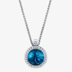 Geoghegan Satellite 18ct White Gold 3.50ct Blue Topaz & 0.28ct Diamond Cluster Pendant SAT18/W