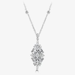 18ct White Gold 1.82ct Baguette & Brilliant Cut Diamond Fancy Drop Pendant  LG201/PA