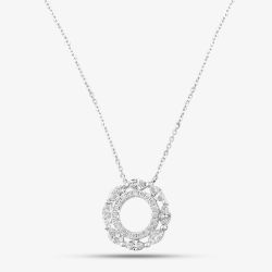 18ct White Gold 0.66ct Marquise & Brilliant Cut Diamond Circle Pendant Necklace P38157GW18DD