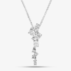 18ct White Gold 0.97ct Oval & Brilliant Cut Diamond Dropper Necklace P27127GW18DD
