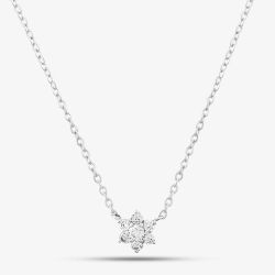 18ct White Gold 0.16ct Brilliant Cut Flower Necklet FXTU 18KW