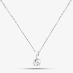 18ct White Gold 0.40ct Brilliant Cut Diamond Solitaire Necklace 4TSPR40 18WG/D103E