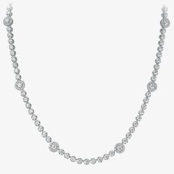 18ct White Gold 4.30ct Diamond Halo Cluster Necklace HSN1015(4.30CT)S
