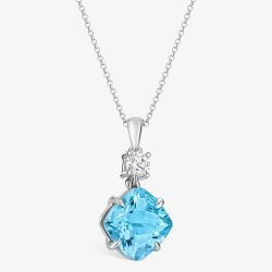 Tivon 18ct White Gold Santa Maria Aquamarine and Diamond Necklace PW-0944-SAQ