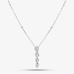 18ct White Gold Graduating Diamond Cluster Pendant Necklace H1100