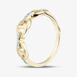 9ct Yellow Gold 0.10ct Diamond Linked Dress Ring THR44526-10