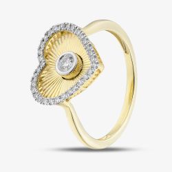 9ct Yellow Gold 0.20ct Diamond Heart Ring THR48571-20SF (YG)