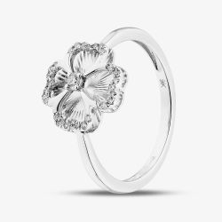 9ct White Gold 0.08ct Diamond Clover Ring THR48854-08SF (WG)