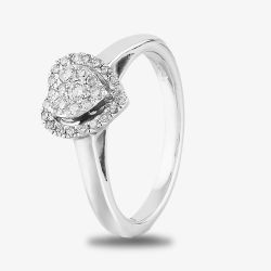9ct White Gold 0.25ct Diamond Heart Cluster Ring TH014657R