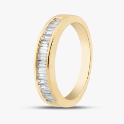 18ct Yellow Gold 0.60ct Baguette Cut Diamond Half Eternity Ring R01406 18KY