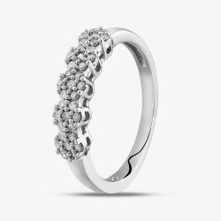 9ct White Gold 0.25ct Diamond Flower Clusters Ring TH014815R