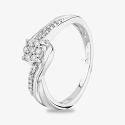9ct White Gold 0.15ct Diamond Cluster Twist Ring TH014856R