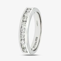 9ct White Gold 0.50ct Diamond Channel Set Half Eternity Ring PR03701W