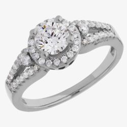 Arctic Circle Diamonds 18ct White Gold 1.01ct Round Brilliant Diamond Cluster Ring UKR11008/100
