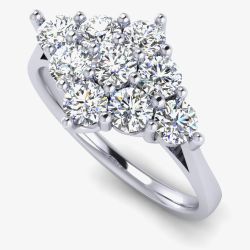 Platinum 1.50ct Nine Stone Diamond Cluster Ring 10359/PL/DQ10