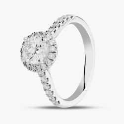 Platinum 1.30ct Brilliant Cut Diamond Shoulder Set Halo Ring M07280R PT950/24-01-645
