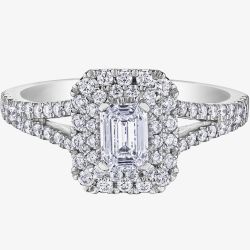 Platinum 1.04ct Emerald-Cut Diamond Cluster Ring 31066WG/100-18