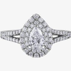 Platinum 1.10ct Pear Diamond Cluster Ring 31068WG/105-18