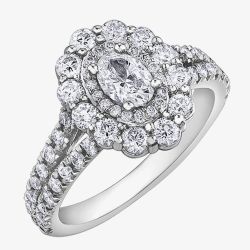 Platinum 1.50ct Multi-Cut Diamond Cluster Split Shoulders Ring 30696WG/150-18