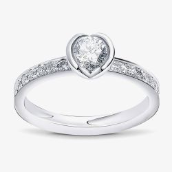 Geoghegan Fission Platinum & Diamond Rubover Solitaire with Diamond Shoulders Ring  FIH1/P