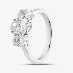 Platinum 2.32ct Oval Cut Diamond Three Stone Ring RN5452 PLT K