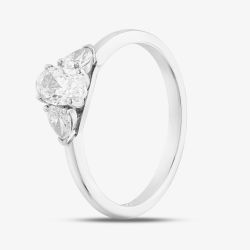 Platinum 0.76ct Oval & Marquise Cut Diamond Shoulder Set Solitare Ring RN5616 PLT