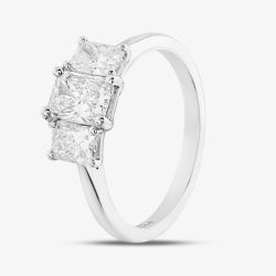 Platinum 1.47ct Radiant Cut Diamond Three Stone Ring RN5874 PLT