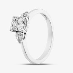 Platinum 1.30ct Asscher & Pear Cut Diamond Three Stone Ring RN5586 PLT