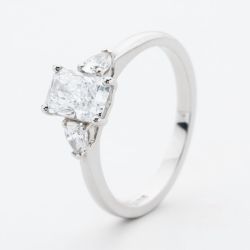 Platinum Certified 0.96ct Multi Cut Diamond Three Stone Ring RN11731