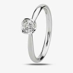 Platinum Flower Mount Solitaire Diamond Ring RI-1202 (.33CT PLUS)