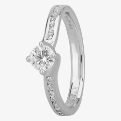 1888 Collection Platinum 0.33ct Certificated Brilliant Cut Diamond Shoulder Set Twist Solitaire Ring RI-1191(.33CT PLUS)