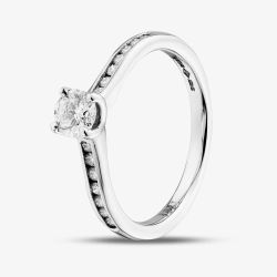 1888 Collection Platinum 0.35ct Certificated Round Cut Diamond Shoulder Set Solitaire Ring RI-138(.33CT PLUS)