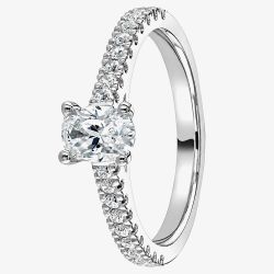 1888 Collection Platinum 0.90ct Certificated Oval Cut Diamond Shoulder Set Solitaire Ring RI-2250(7X5)(.70CT PLUS)
