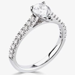 1888 Collection Platinum 0.50ct Certificated Pear Cut Diamond Shoulder Set Solitaire Ring RI-2252(6X4)(.30CT PLUS)