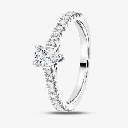 1888 Collection Platinum Pear Cut 0.50ct Diamond Solitaire Shoulder Set Ring RI-2252