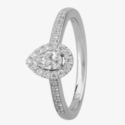 1888 Collection Platinum 0.33ct Certificated Pear Cut Diamond Shoulder Set Halo Ring DSC42(5X3)