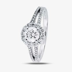 1888 Collection Platinum 1.20ct Certificated Brilliant Cut Diamond Split Shoulders Cluster Ring DSC64(5.5)0.70CT PLUS