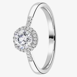 1888 Collection Platinum 0.33ct Certificated Round Cut Diamond Shoulder Set Halo Ring RC1004(.30CT PLUS)