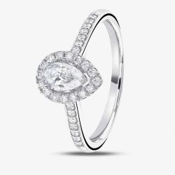 1888 Collection Platinum 0.25ct Certificated Pear Cut Diamond Shoulder Set Halo Ring RC2020(5X3)(.25CT PLUS)