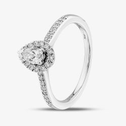 1888 Collection Platinum 0.60ct Certificated Pear Cut Diamond Shoulder Set Halo Ring RC2020B(6X4)(.60CT PLUS)