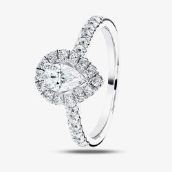 1888 Collection Platinum 1.10ct Certificated Pear Cut Diamond Shoulder Set Halo Ring RC2031(7X5)