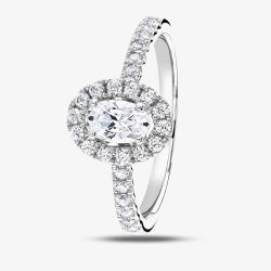 1888 Collection Platinum Oval Cut 0.50ct Diamond Halo Cluster Ring RC2028